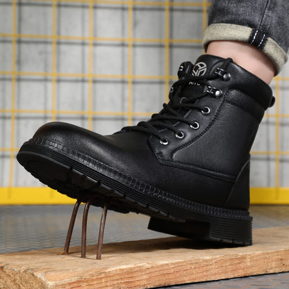 Panther Safety Boot Black PU Leather Safety Boot: Water-resistant, steel toe cap, and built for durability. Your long-lasting choice for reliable safety